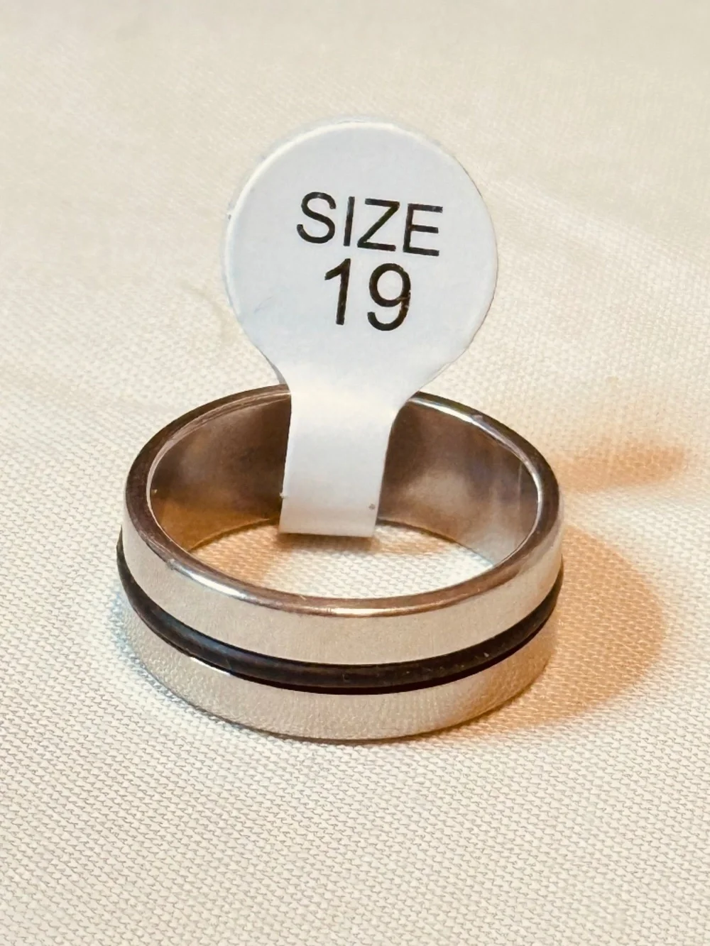 Stainless Steel Black Inlay Wide Band Ring Size 9 NWT Mens Women’s Unisex
